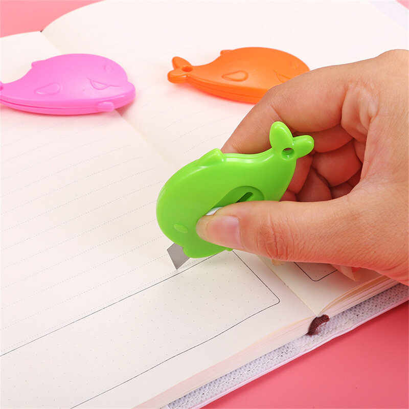 Mini couteau utilitaire mignon en forme de baleine pour enfant, ouvre-lettre, coupe-papier, couteau artisanal avec clé JOHole