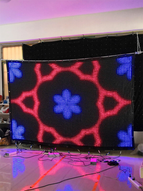 Free shipping P3 2M*3M Curtain LED Display Motion LED Video Curtain Drape With LED Vision Curtain PC Controller with Flight Case