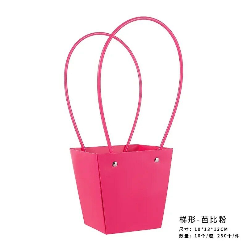 10pcs New Colored Waterproof Kraft Paper Handbag Handheld Gift Snack Bouquet Handbags Festival Flower Gift Packaging Handbag