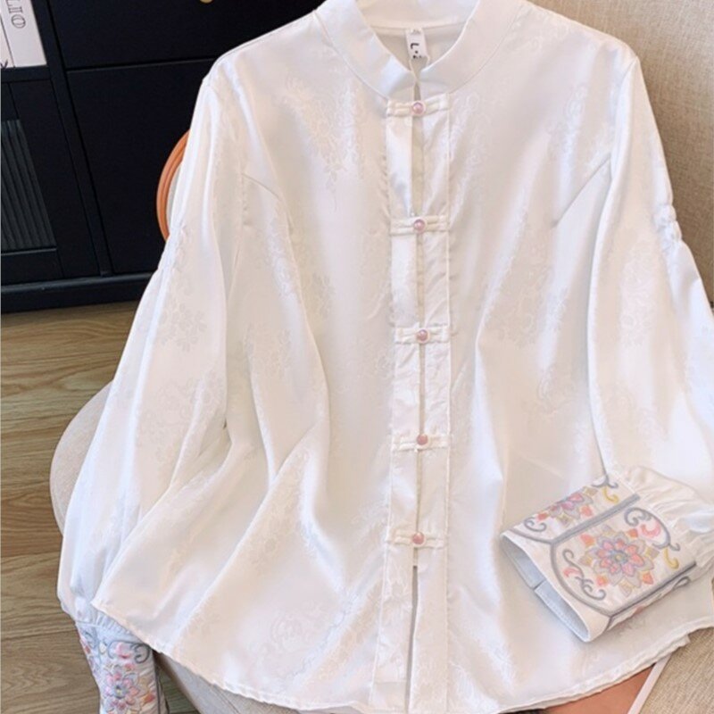 Przemysł ciężki Organza haftowana kamizelka garnitur damska nowa kamizelka w stylu chińskim koszula bandażowa sukienka dwuczęściowy zestaw