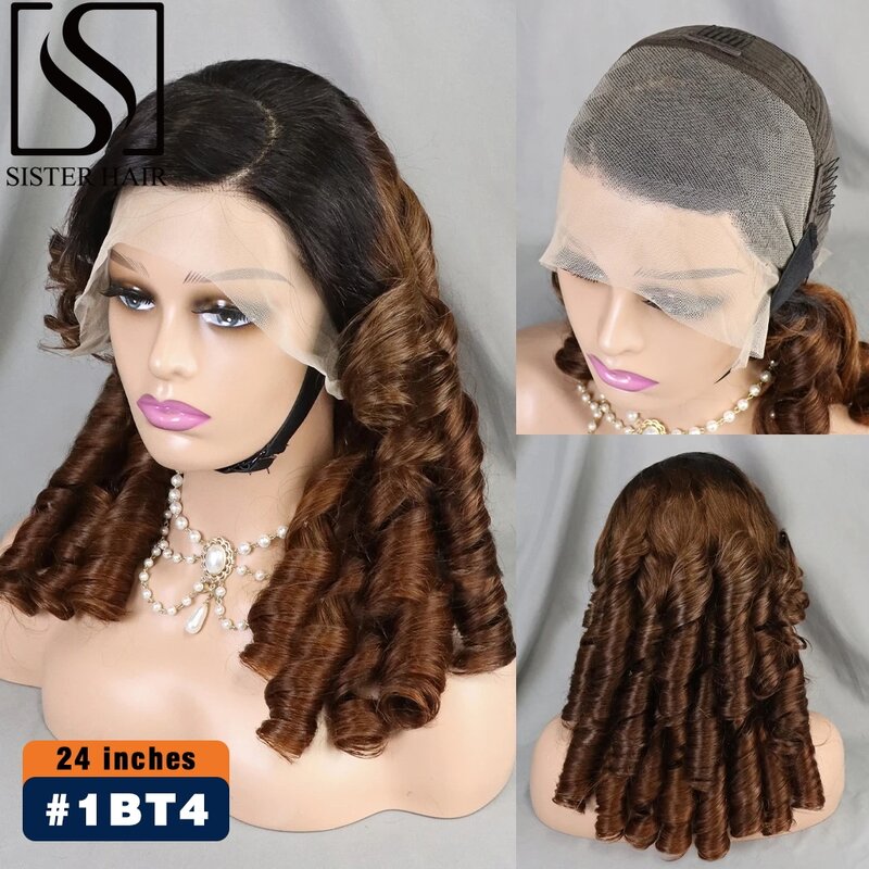 Perruque Lace Wig Remy Naturelle Bouclée, Cheveux Humains, 13x4, 24 Pouces, 1BT4, Pre-Plucked, 300%