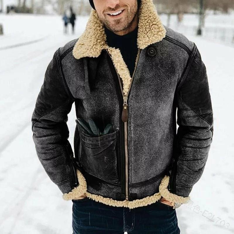 男性用ジッパー付きイミテーションファーコート、ソフト人工ぬいぐるみジャケット、暖かい冬のコート、1ピースを厚く、2024