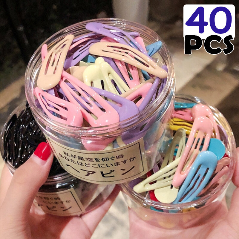 10-40Pcs/pack Colors Hair Clips For Women Girls Fashion Solid Kids Hair Accessories Snap Metal Barrettes Hairpins Clip Bobby Pin