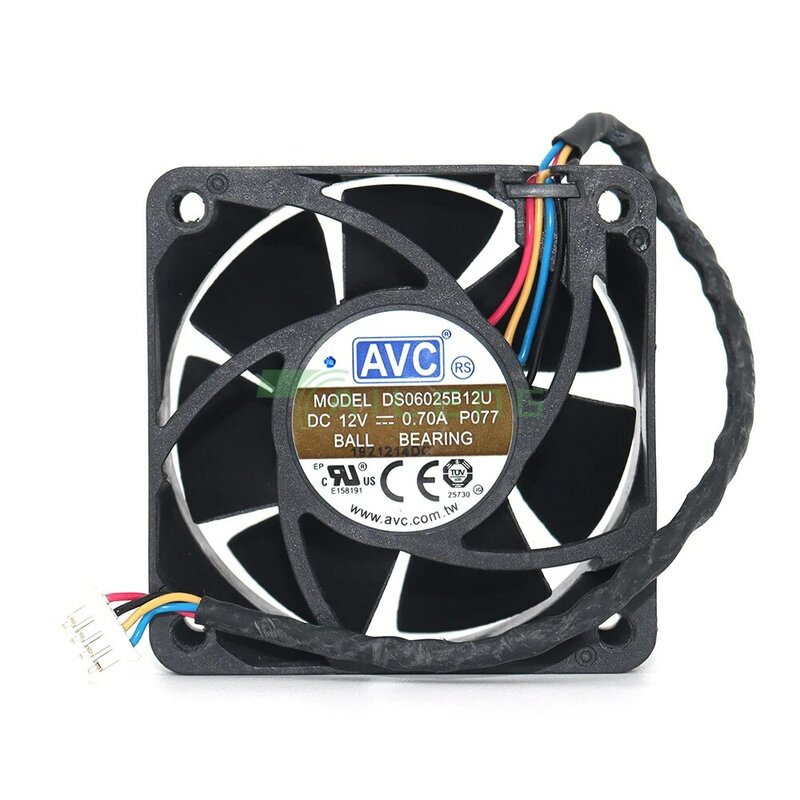 6025 AVC용 CPU 냉각 선풍기, 4 와이어 온도 제어, 12V, 0.7A, 6cm, 60mm, DS06025B12U