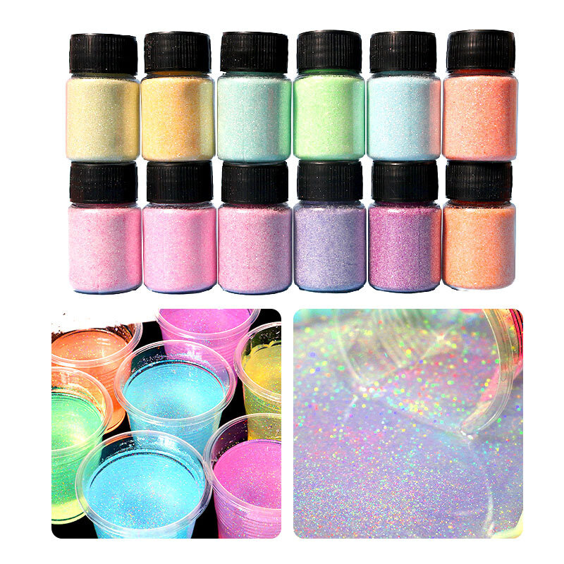 10G/Fles Poeder Glitter 12 Kleur Diy Kleurrijke Poeder Glitter Voor Kristal Epoxyhars Schimmel Maken Sieraden Accessoires Gereedschap