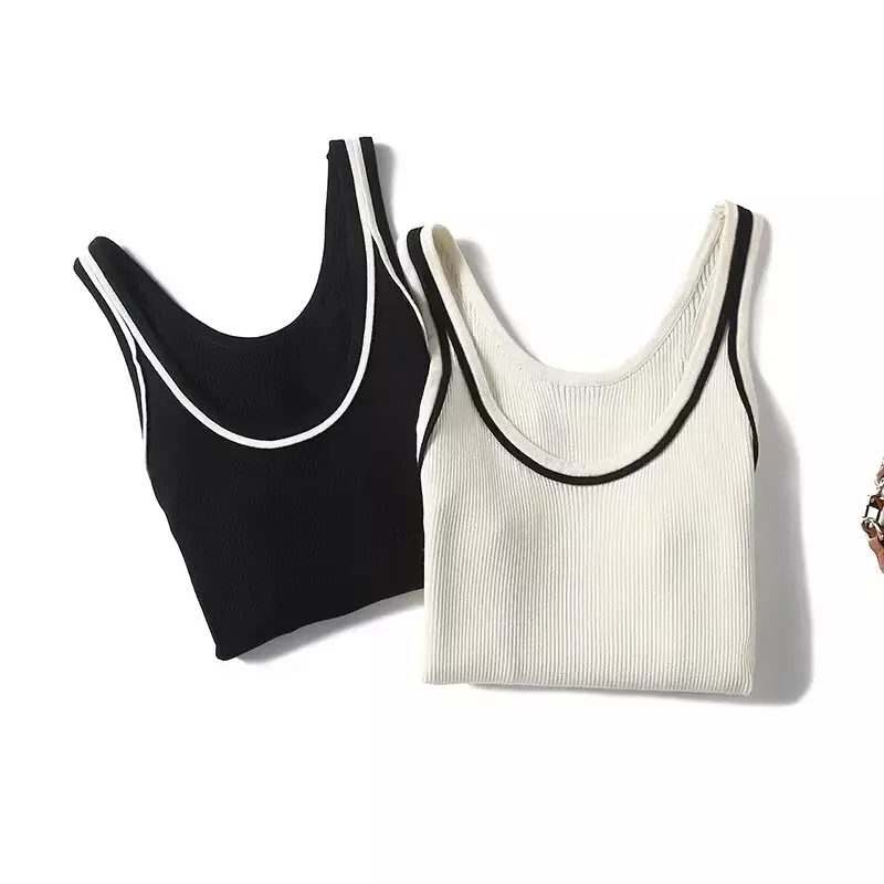 Women's Spring 2024 New Fashion Joker-based Slim Knit Short Vest Retro Sleeveless Camisole Chic Top