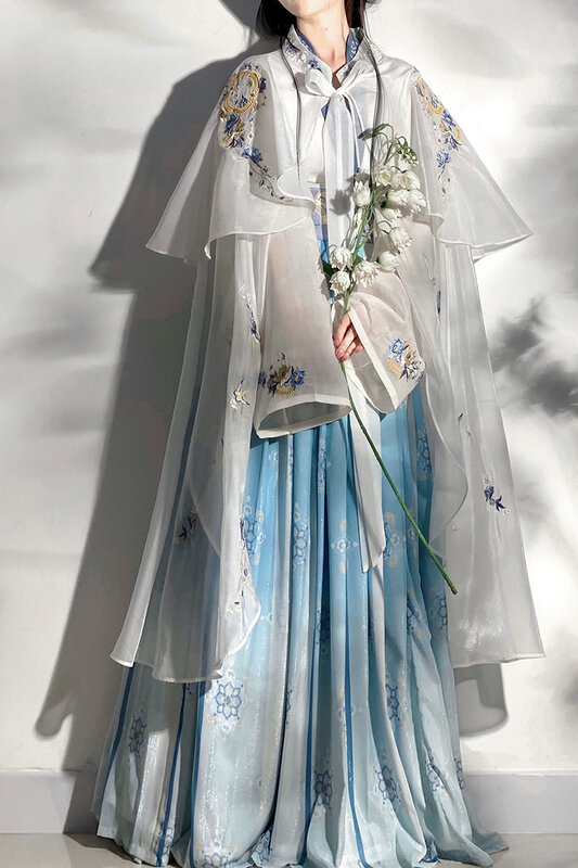 Vestido Hanfu bordado tradicional chino antiguo para mujer, disfraz de Cosplay de Hada, vestido de verano azul