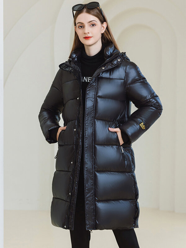 Chaqueta acolchada para mujer, abrigo holgado con cremallera, Parkas largas y cálidas, color liso, novedad de invierno, 2023