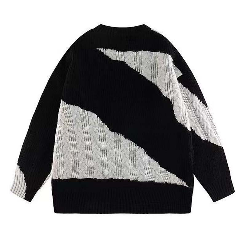 퓨어 크루넥 스웨터, 남성 디자인 센스 대비 스티치 풀러브, 스트리트 패션 브랜드 스웨터, 가을/겨울, 2022 년 신제품