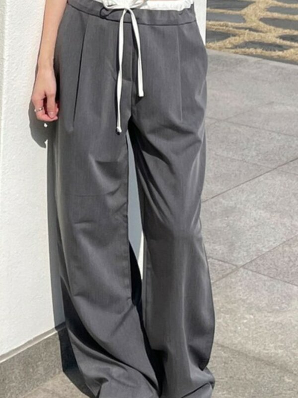 Celana kaki lebar Tencel baru musim panas musim semi celana kasual serbaguna pria celana overall lurus longgar modis