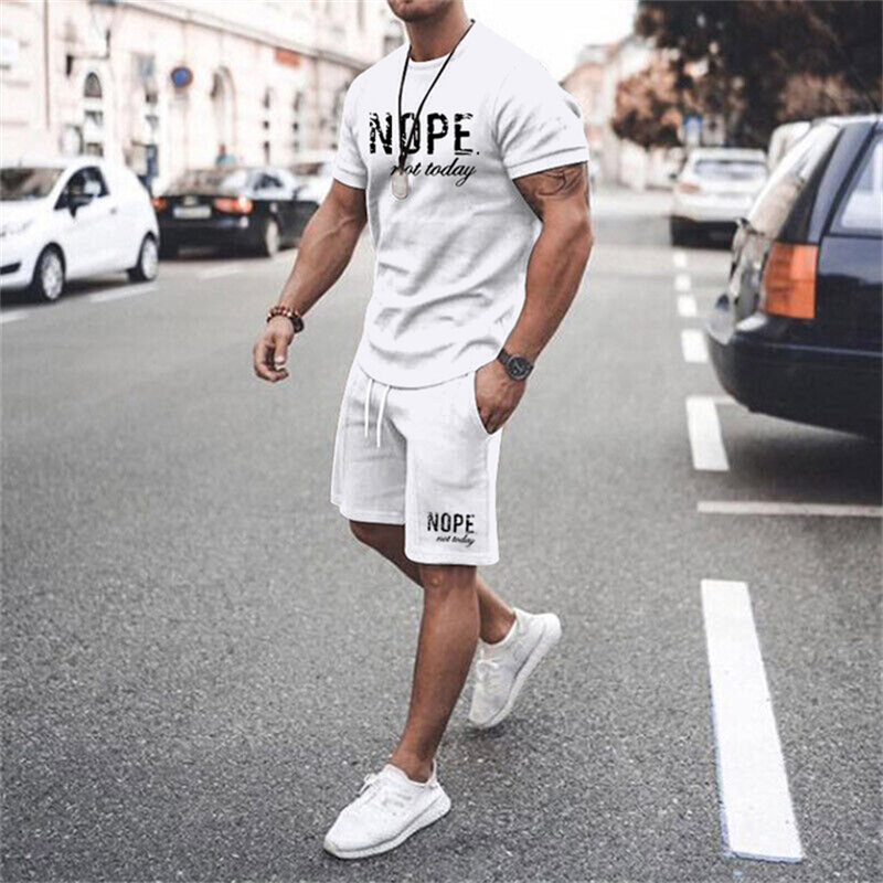 2024 New Summer Simple Men's T-shirt and Shorts 2-piece Set Fashion Street Leisure Comfortable and Breathable Short Sleeve Set