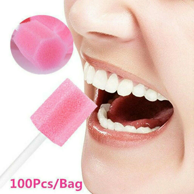 100 pcs/bag 13.5cm oral care cotonete boca esponja descartável cabeça dental swabstick oral uso médico cuidados com a boca cleaningtool