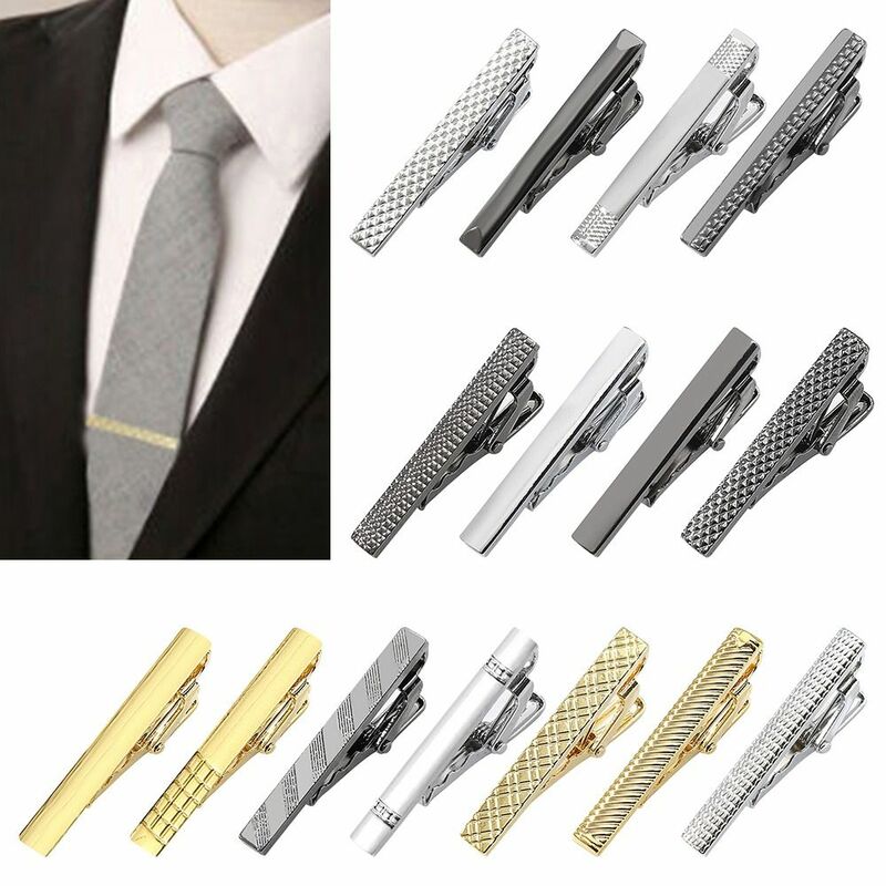 Clip de corbata de Color plateado de Metal para hombres, Clip de corbata de boda, Clip de corbatas de caballero, Pin de corbata de cristal, accesorios para hombres, nuevo