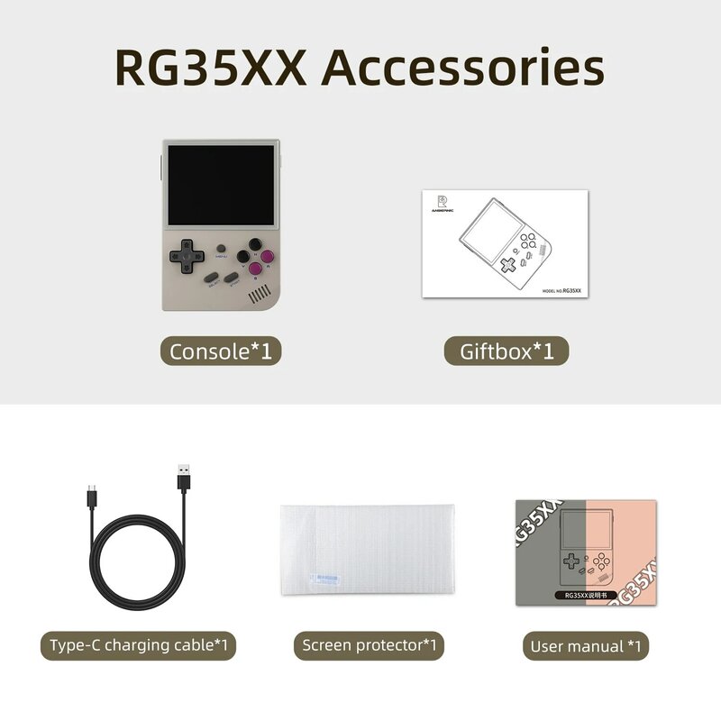 ANBERNIC RG35XX konsol Game genggam Retro, konsol Game portabel ditingkatkan 3.5 inci layar IPS HD, hadiah anak-anak Linux sistem ganda GarlicOS