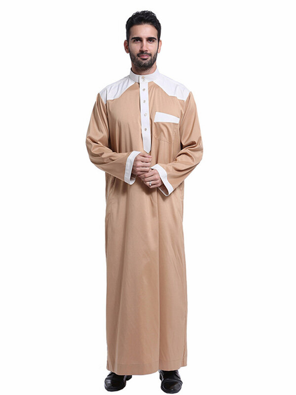 2022 뉴 두바이 터키 인도 빈티지 패션 느슨한 이슬람 의류 라마단 이슬람 Abaya 솔리드 컬러 하우스 로브 남성용