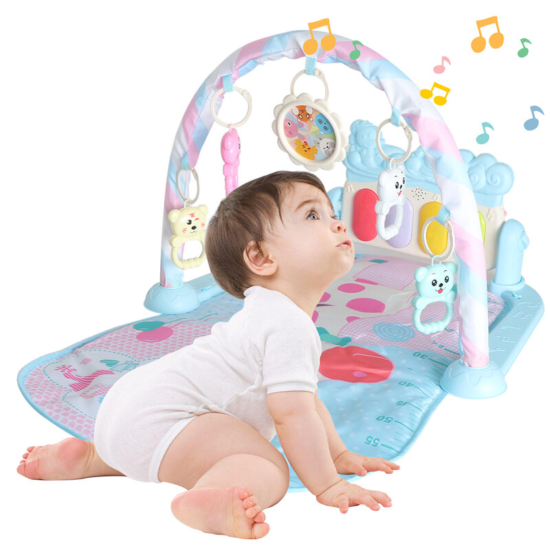 Baby Gym Musik Licht Anhänger Kick Klavier Neugeborenen 0 bis 36m Geschenk mit Spiel matte Junge Mädchen sensorischen Cartoon Tier frühe Bildung Spielzeug