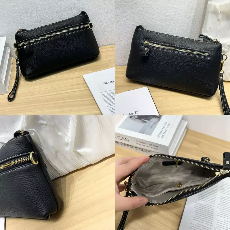 TOGO Cowhide Leather Small Bag Versatile Women's Phone Bag Grip Minimalist Clutch Wallet Ladies' Shoulder Bag High Quality