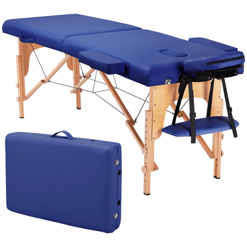 Table de massage portable en bois, réglable, 84 po, 2 sections