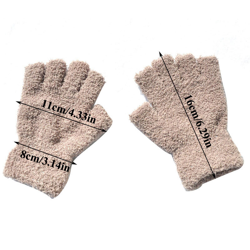 Winter Coral Fleece Vingerloze Handschoenen 1 Paar Halve Vinger Handschoenen Effen Kleur Unisex Handwarmer Outdoor Rijden Fietsen Wanten