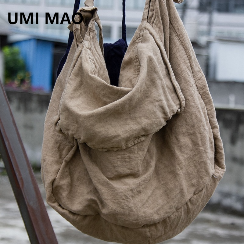 Хлопково-Льняная Ретро сумка UMI MAO в стиле Харадзюку, Большая вместительная Повседневная сумка на одно плечо, подходящая ко всему винтажная сумка-мессенджер