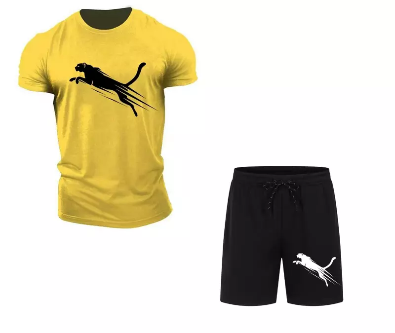 Kaus lengan pendek kustom modis pria, setelan pakaian musiman nama pribadi 3d pencetakan kaus olahraga santai