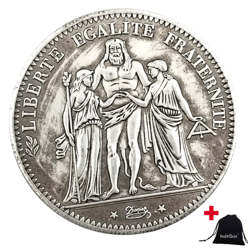 Luxury 1873 French Republic Empire Half-Dollar Couple Art Coin/Nightclub Decision Coin/Lucky Commemorative Pocket Coin+Gift Bag