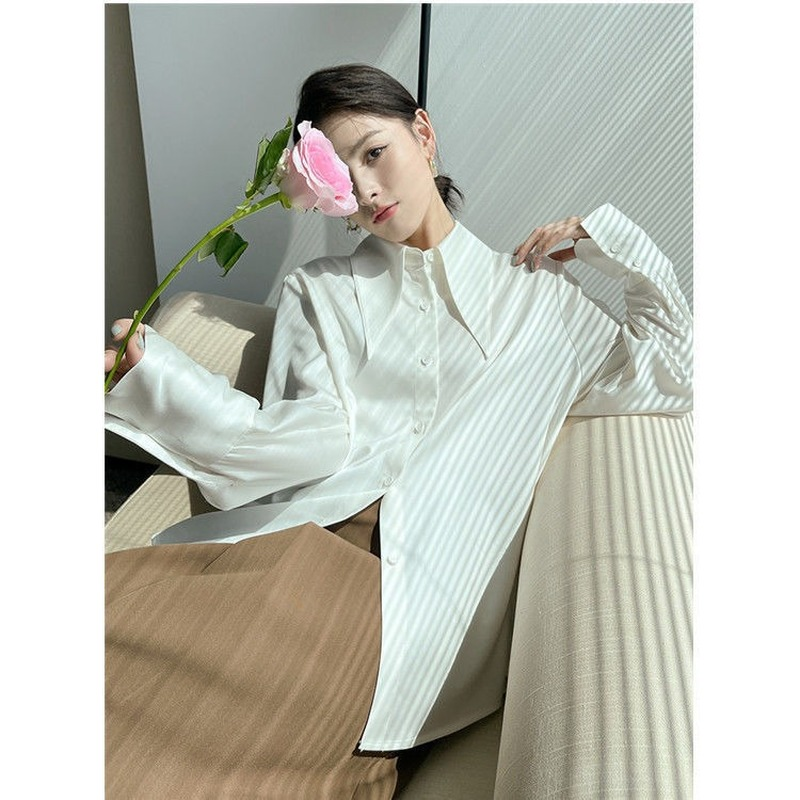 Qweek blusas femininas elegantes harajuku estilo coreano branco oversize camisa de manga longa superior escritório wear feminino chique bonito novo casual