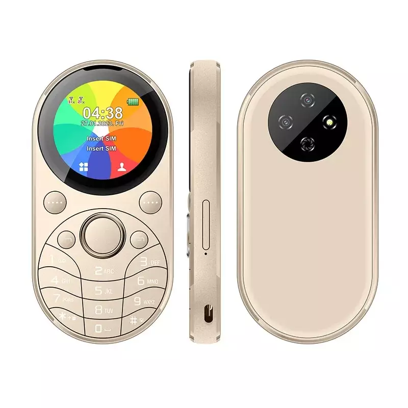 UNIWA W1391 미니 휴대폰, 원형 LCD 스크린, 미니 타원형 금속 휴대폰, 듀얼 SIM GSM MP3 MP4 무선 라디오 금속 바디 키패드, 1.39 인치