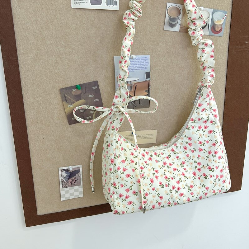 Женская нейлоновая сумка на молнии, вместительная Портативная сумка через плечо с принтом, лето 2024