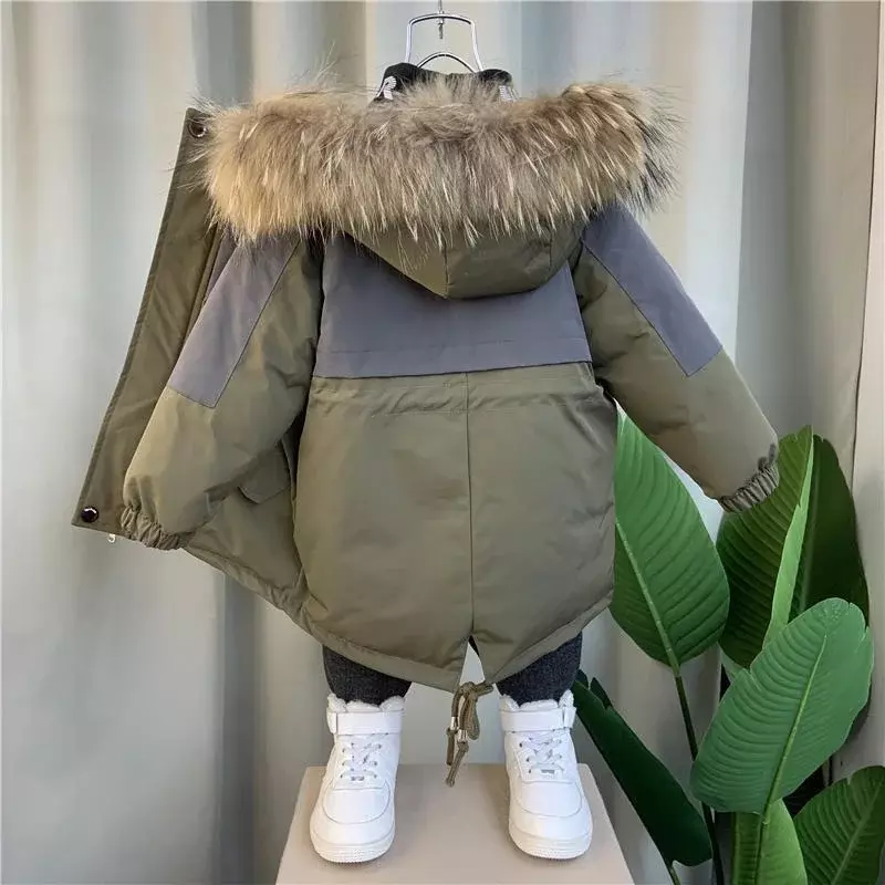 Пальто для мальчиков, куртка, пальто, хлопковое 2023 мягкое теплое с бархатной подкладкой, плотная зимняя Рождественская детская одежда