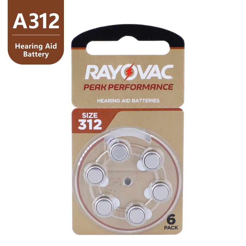Baterias de aparelhos auditivos 312 A312 312A ZA312 312a PR41 Rayovac Peak UK Zinc Air Button Ear Aid Baterias para aparelhos auditivos 312