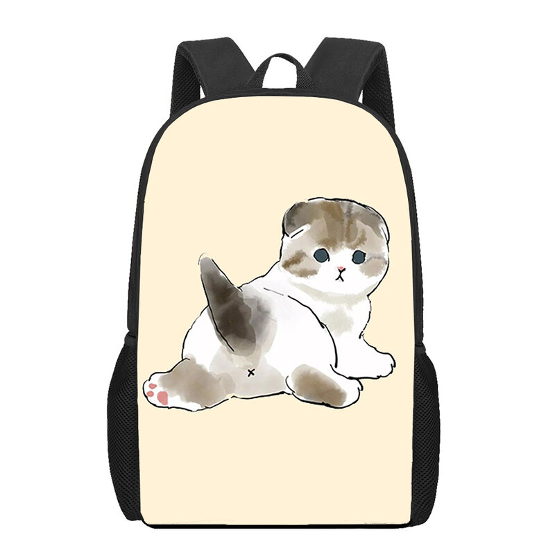 Tas sekolah motif hewan kucing lucu motif 3D, tas sekolah untuk anak perempuan remaja, tas buku anak-anak dasar, tas Mochila anak-anak