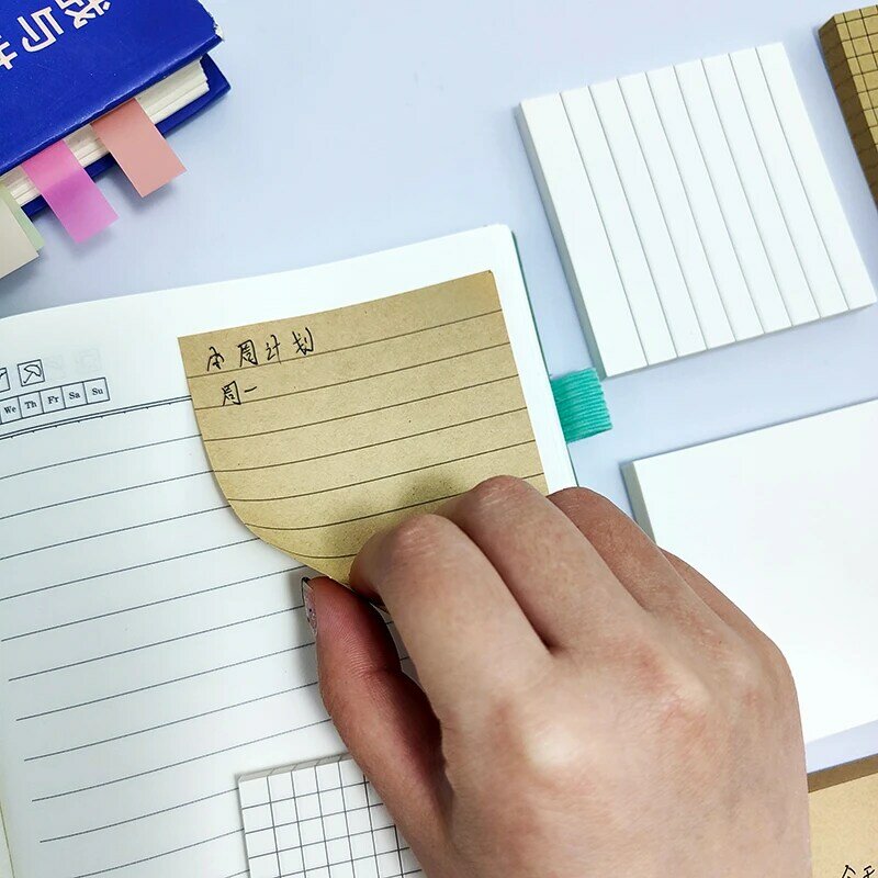 KindFuny-Bloc de notas adhesivas básicas, papelería, marcapáginas, pegatinas de notas adhesivas en cuaderno, Bloc de notas, papelería coreana