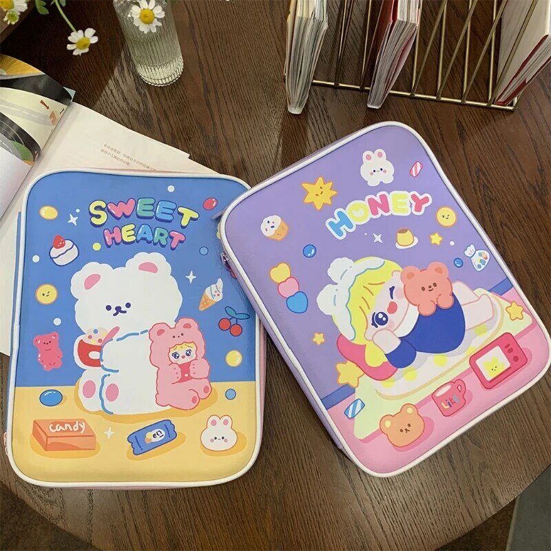 Cartoon Laptop Faux Leather Sleeve Carrying for Case 9.7-11" Tablet Cover Zipper