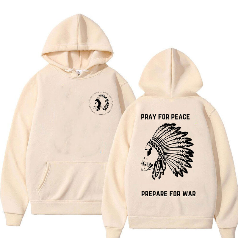 Beten für den Frieden doppelseitig bedruckte Hoodie Männer Frauen Vintage lässig übergroße Sweatshirt Frühling Herbst männliche Mode Sportswear