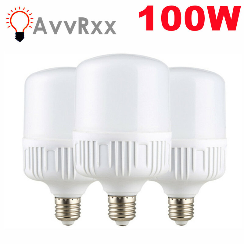 Lampu LED, 100W E27 sekrup LED mulut lampu 220V tidak berkedip kecerahan tinggi cahaya putih pelindung mata pembuangan panas tinggi
