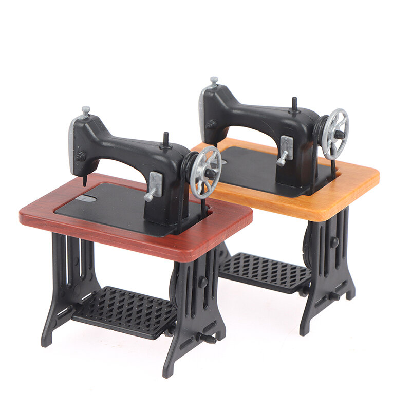 Máquina de coser Retro Para Decoración de casa de muñecas, muebles en miniatura, herramientas de tejer, modelo de simulación, 1:12