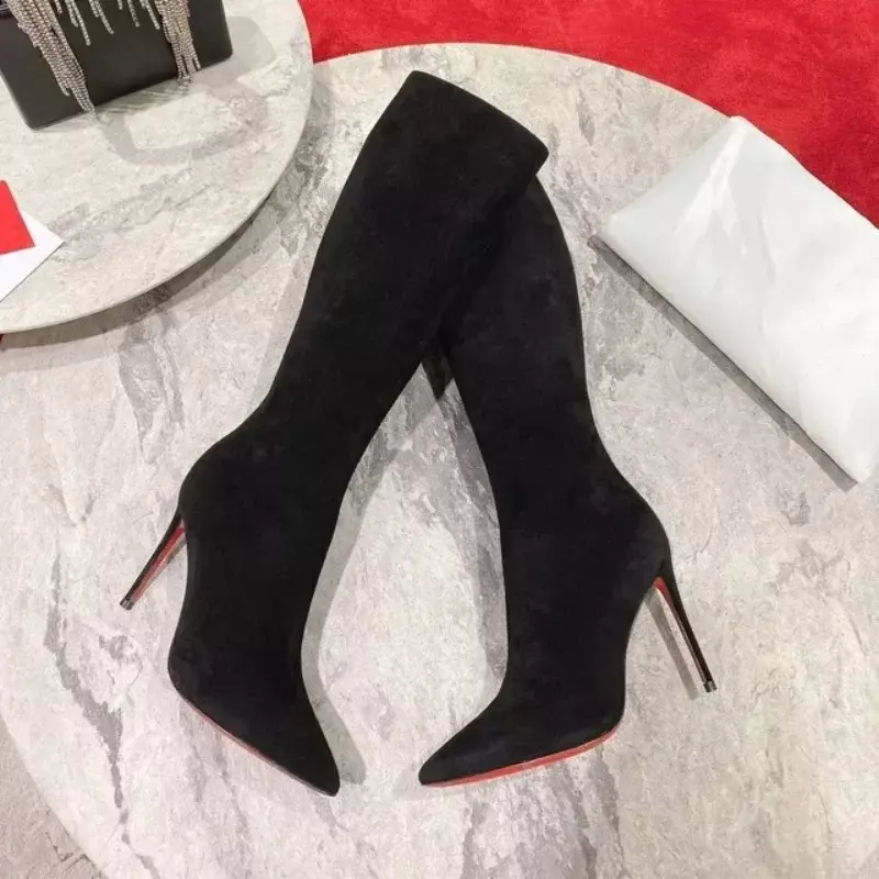Top Quality Red Soled Womens High Heel Boots Luxury Fashion Women over the knee boots classic style designer high top boots