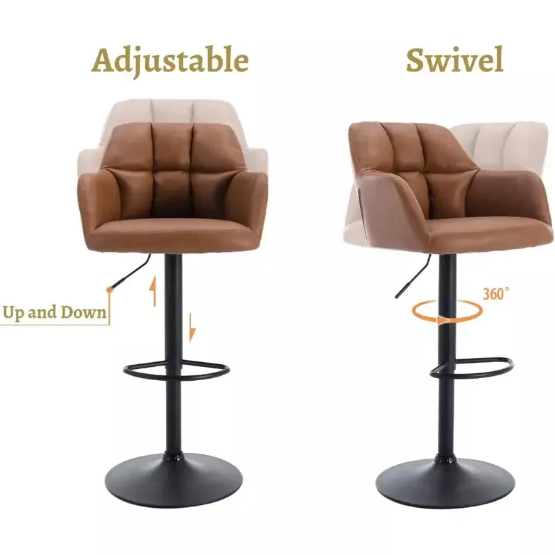 Барная версия 2, кожаный барный стул с высотой вращения, мягкий стул с спинкой, барный стул