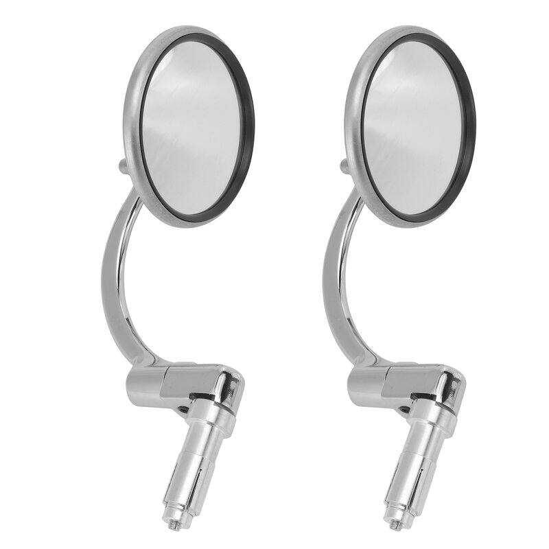 2 Pcs Universal Chrome Round Rearview Mirrors Bar End Side Mirrors for Motorcycle Chopper Scooter Cafe Racer