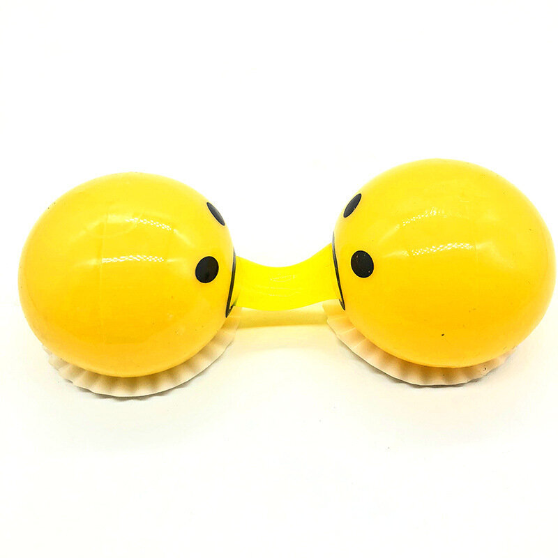 2 pcs of Fluffy Vomit Yolk Pressure Ball with Yellow Sticky Stress Relief Toy Fun Squeeze Tricky Anti-stress Disgusting Egg Toy