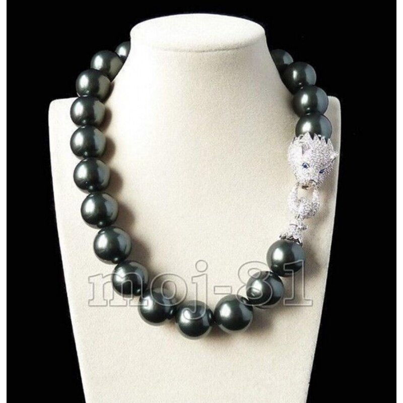 Collier de perles rondes en coquillage noir de mer du sud, bijoux à la mode, énorme taille de 20mm, 18 bolsas, grátis