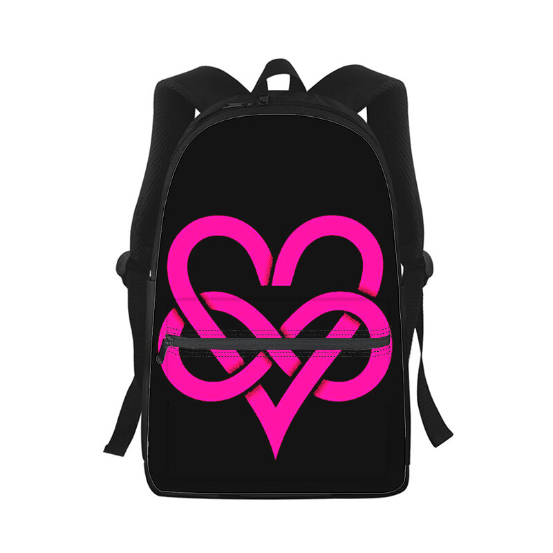 حقيبة ظهر ثلاثية الأبعاد بطبعة قلب الحب للرجال والنساء ، حقيبة مدرسية للطلاب ، حقيبة كمبيوتر محمول ، حقيبة كتف ، سفر ، ملونة ، ورود ، موضة ، أطفال