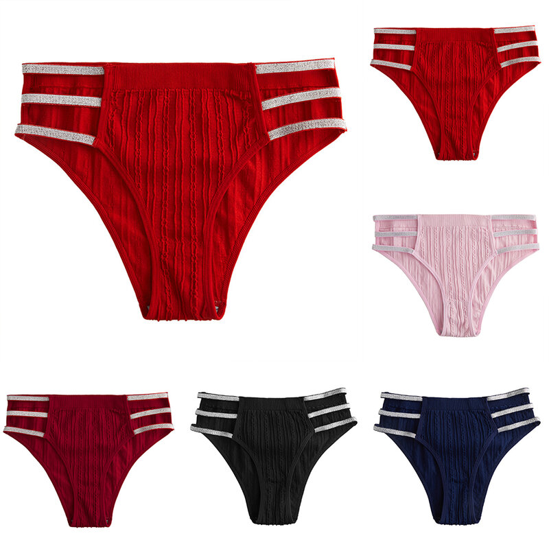 Women Mid-Rise Sexy Panties Underwear Lingerie Breathable Knicker Hollow Rhinestone Briefs Summer Swim Beachwear Lightweight