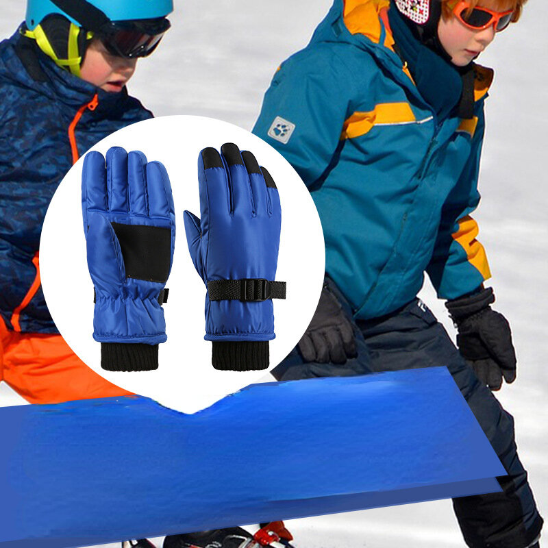 Manopla de manga larga para niños, guantes de esquí a prueba de viento, impermeables, antideslizantes, para Snowboard, espesar, cálidos, invierno, nueva moda