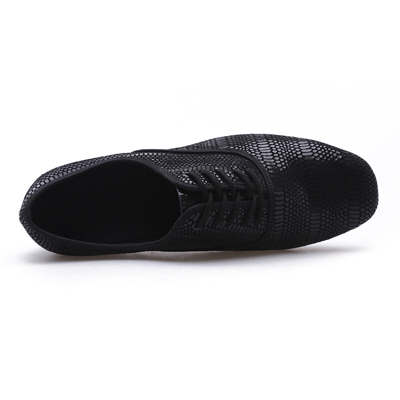 Genuine Leather Men's Modern Dance Shoe Square Adult Suede Soft Soles 3cm Square Heel Dancing Snake Skin Ballroom Shoes