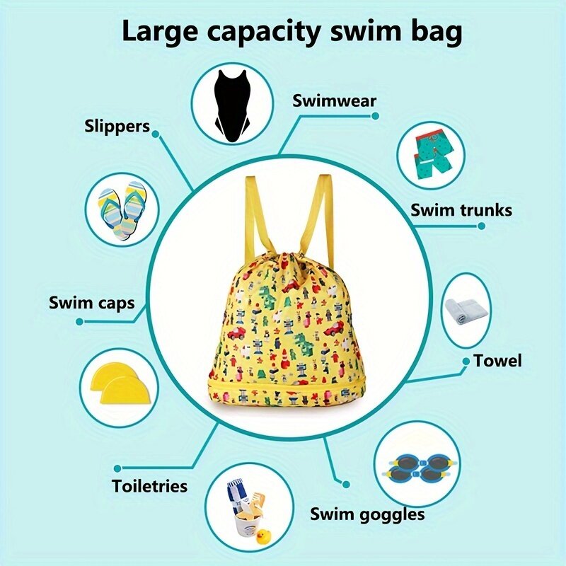 Bolsas de natación deportivas de verano para niños, mochila de almacenamiento impermeable, bolsa de separación seca y húmeda, bolsa de baño de playa, bolso de baño plegable