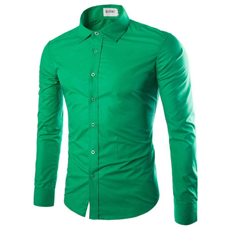 14 Colors Solid Color Men's Fashionable Candy Color Shirt Men's Casual Long Sleeve Shirt for Men