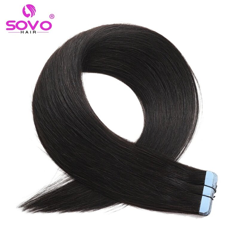 SOVO Highlight Tape In Extensions Human Hair 12-26 Inch Seamless Skin Weft Natural Blonde European Hair Tape On 20/40Pcs Pack