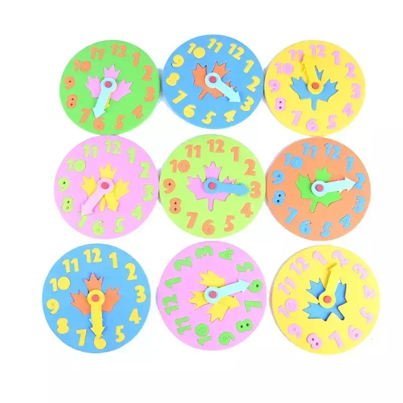 1PC 3-6 Years Old Kids DIY Eva Clock Learning Education Toys Fun Jigsaw Puzzle Game For Children Baby Toy Gifts Random